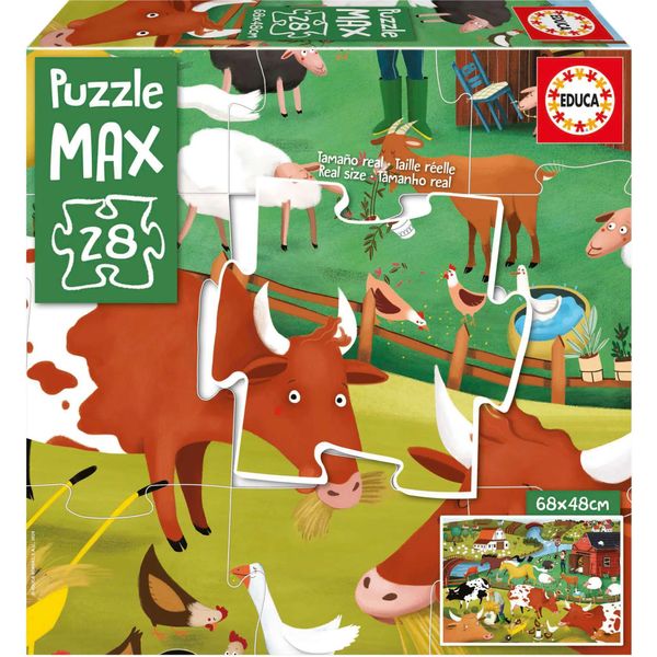 Educa - Puzzle Max Per Bambini Con Un'immagine Divertente Di Animali Della Fattoria. 28 Pezzi Grandi (19955) Educa-image