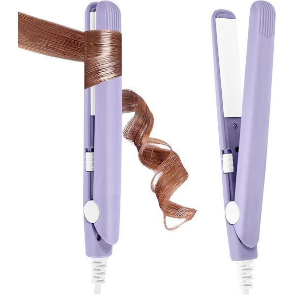 Piastra 2 In 1 Per Arricciare E Raddrizzare, Piastra Per Capelli Corti, Ferro Arricciacapelli Portatile Da Viaggio Riscaldamento Rapido, Super Liscio, Per Tutti I Tipi Di Capelli-image