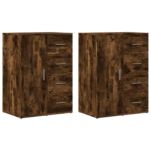 Syfax™ Credenze 2 Pz Rovere Fumo 59X39X80 Cm In Legno Multistrato-image