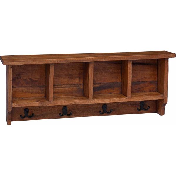 Vidaxl Appendiabiti Marrone 70 X 11 X 27 Cm In Legno Massiccio Di Mogano-image