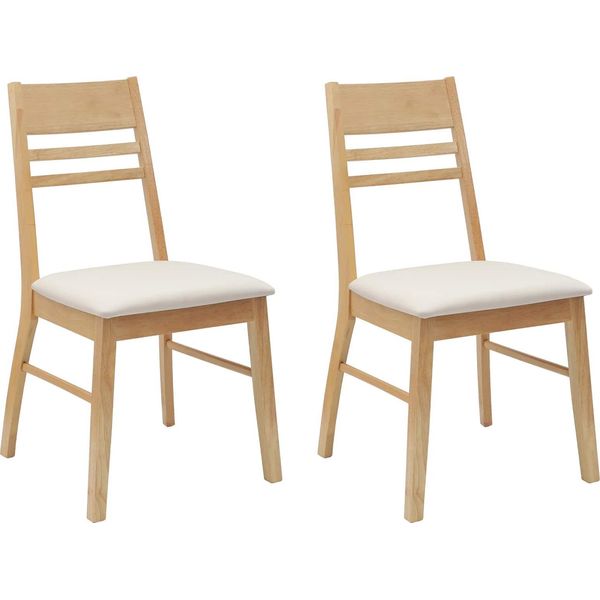 Vidaxl Sedie Da Pranzo 2 Pezzi Naturale 43 X 54 X 89 Cm Legno Di Gomma Massiccio-image