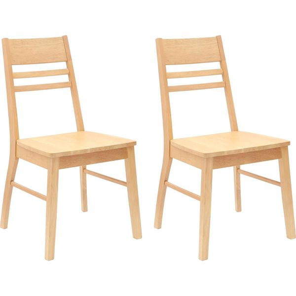 Vidaxl Sedie Da Pranzo 2 Pezzi Naturale 43 X 54 X 89 Cm Legno Di Gomma Massiccio-image