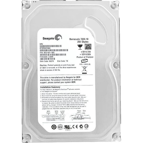 Disco Rigido Seagate ST3250410AS 250GB 8MB Cache 7200Rpm Sata Ii 3,5'' Pollici-image