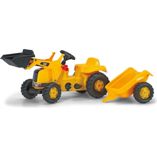 Rolly Toys Cat Trattore A Pedali Con Rimorchio + Caricatore Frontale, Cofano Apribile-image