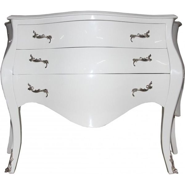 Casa Padrino Cassettone Barocco Bianco/Argento 120 Cm - Arredamento-image