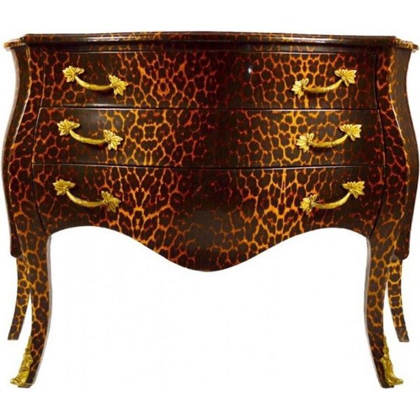 Casa Padrino Cassettiera Barocca In Leopardo Con 3 Cassetti-image