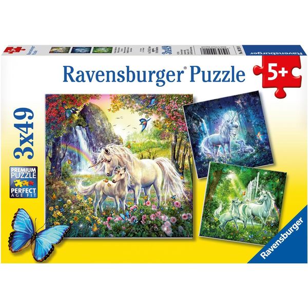 Ravensburger Puzzle SchöNe EinhöRner, Kinderpuzzle, Legespiel, Kinder Spiel, Puzzlespiel, Inklusive Mini-Poster, 3 X 49 Teile, 09291 8-image