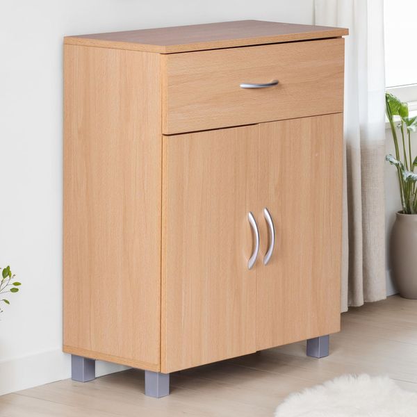 Finebuy Credenza 60X75X30Cm Cassettiera Con Cassetto E Ante Piccola Credenza Moderna Credenza In Legno Credenza Multiuso Con Maniglie Piccola Credenza Da Ingresso-image