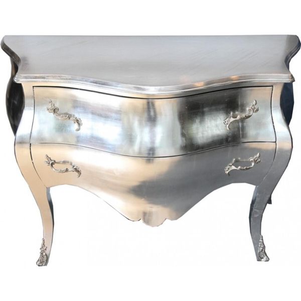 Casa Padrino Cassettone Barocco Argento - Realizzato A Mano In Legno Massiccio-image