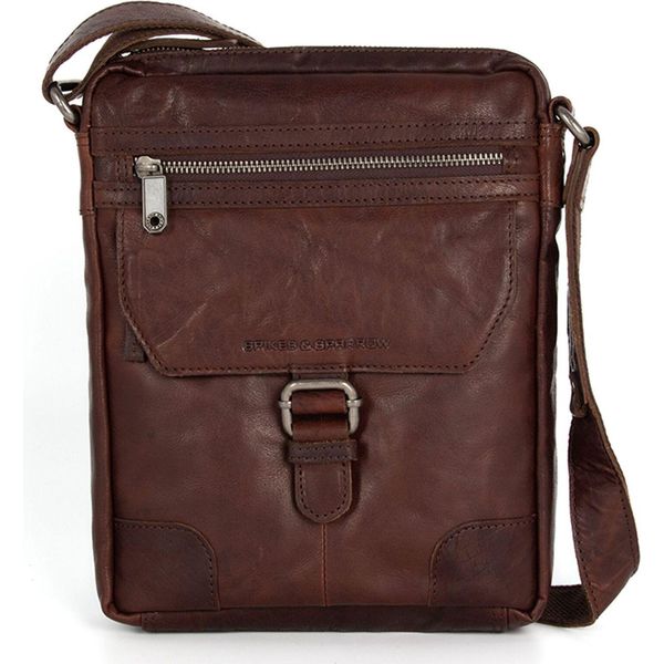 Spikes & Sparrow Pelle Borsa A Tracolla Borsa Per Tablet Bronco Crossover Dark Brown Marrone Scuro-image
