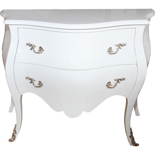 Casa Padrino Cassettiera Barocca 100 Cm Bianco Lucido - Arredamento-image