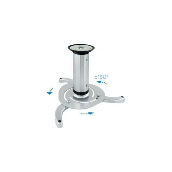 Tooq - Supporto A Soffitto Per Proiettore Pj1010Tn-S - Ruotabile, Inclinabile - 10Kg - 360° - Distanza Dal Soffitto 80-170Mm - Argento-image