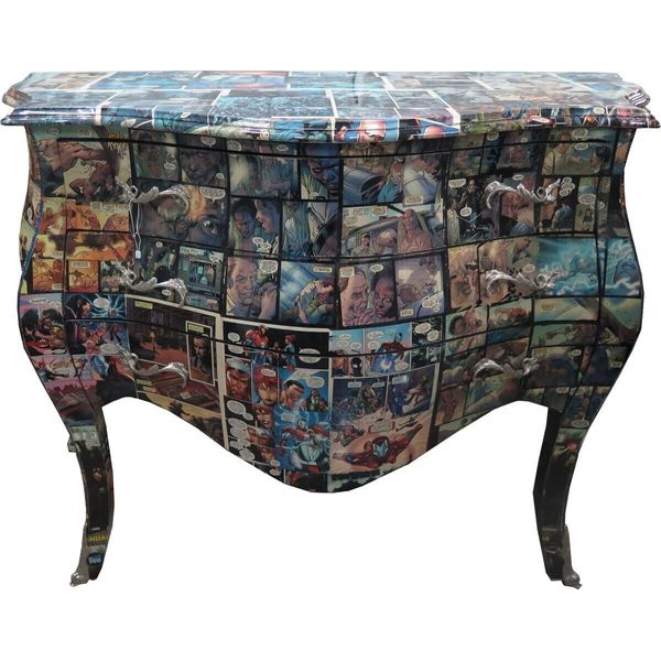 Casa Padrino Cassettone Barocco Comic Design 100 Cm - Realizzato A Mano In Legno Massiccio - Edizione Limitata-image