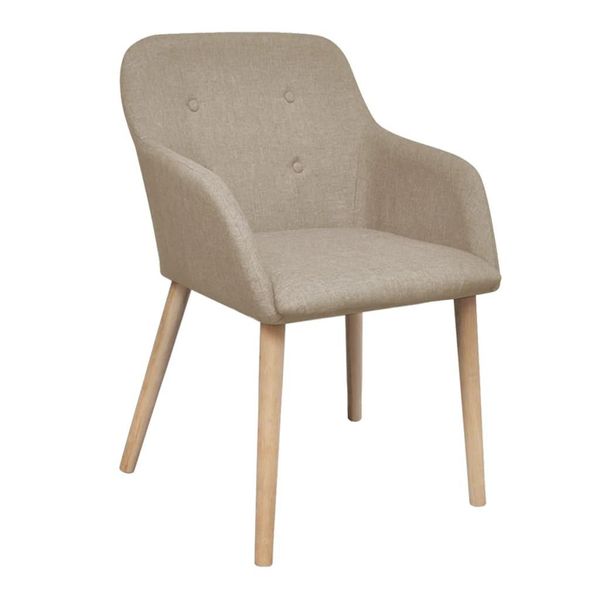 Vidaxl Sedie Da Pranzo 4 Pz. Tessuto Beige E Legno Massiccio Di Quercia-image