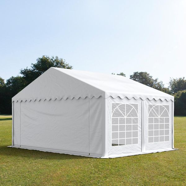 Toolport Tendone Per Feste 5X5 M Pvc Bianco 100% Impermeabile Tendone Da Esterno Tenda Party-image