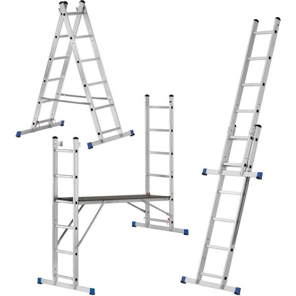 Impalcatura Di Lavoro In Alluminio Scala Multiuso 2X6 Gradini Piattaforma 3In1 Impalcatura Scala-image