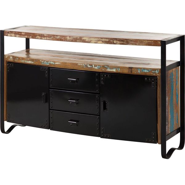 MASSIVMOEBEL24 | Credenza In Legno Di Legno Riciclato 150X43X90 Multicolore Laccato Industrial #06-image