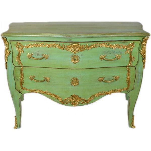 Casa Padrino Cassettone Barocco Stile Antico Verde 130 Cm - Realizzato A Mano In Legno Massello-image