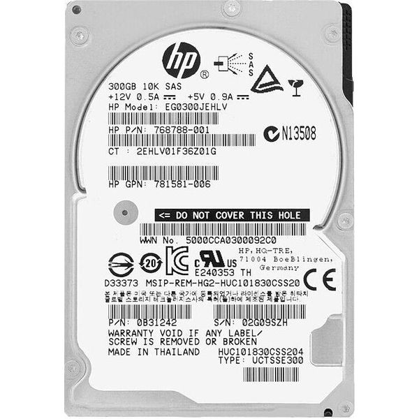 Disco Rigido Hp 300Gb EG0300JEHLV 10 000 Rpm Sas Iii 2,5'' 768788-001-image