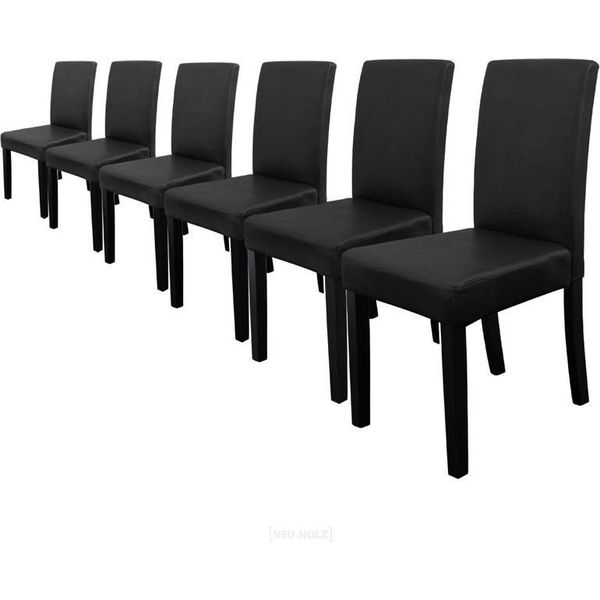 Sedia Da Pranzo 'Hamburg' Set Di 6 Sedie Imbottite In Ecopelle Gambe In Legno Nero-image