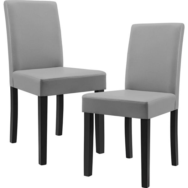 Sedia Da Pranzo 'Hamburg' Set Di 2 Sedie Imbottite In Ecopelle Gambe In Legno Grigio Chiaro-image