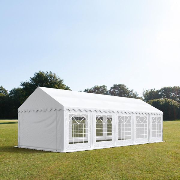 Toolport Tendone Per Feste 4X10 M Pvc Ritardante Di Fiamma - Bianco 100% Impermeabile Tendone Da Esterno Tenda Party-image
