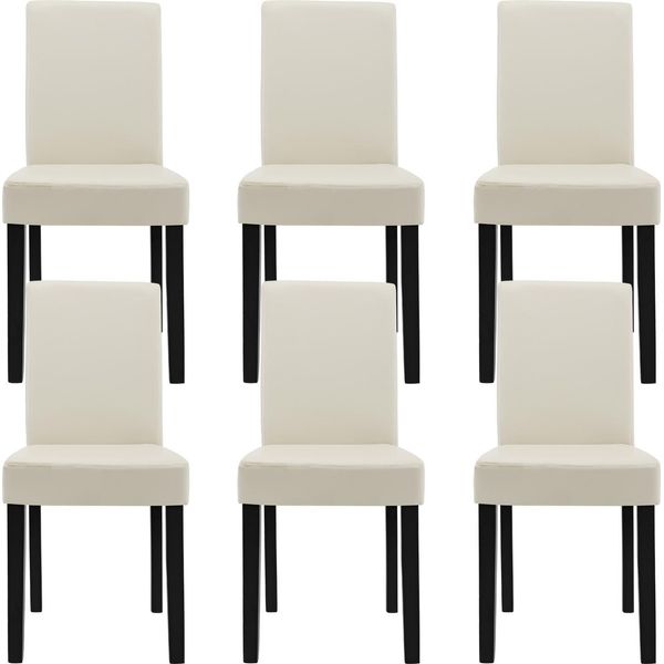 Sedia Da Pranzo 'Hamburg' Set Di 6 Sedie Imbottite In Ecopelle Gambe In Legno Crema-image