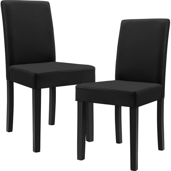 Sedia Da Pranzo 'Hamburg' Set Di 2 Sedie Imbottite In Ecopelle Gambe In Legno Nero-image