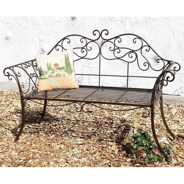 Dandibo Panchina Da Giardino In Metallo Marrone Resistente Alle Intemperie 146 Cm 2 Posti Panchina Da Parco 111183 Panchina In Ferro Antico Giardino Antico-image