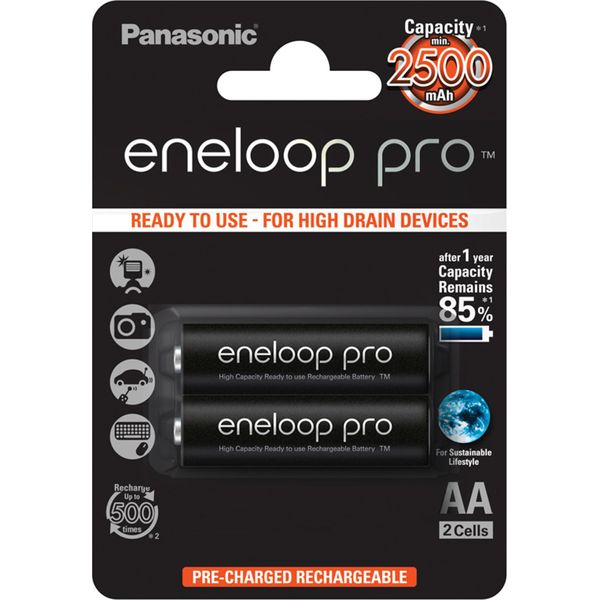 Panasonic Eneloop Pro BK-3HCDE/2BE - Batterie 2 X Aa-Typ - Nimh - (Wiederaufladbar) - 2500 Mah-image