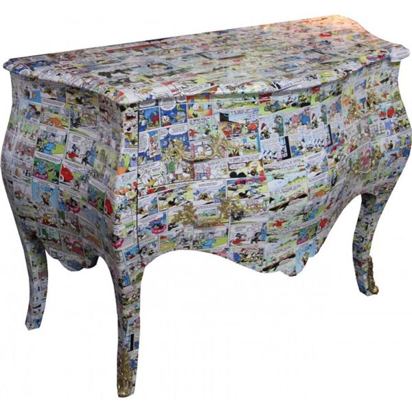 Casa Padrino Cassettone Barocco Comic Design 130 Cm, Mod3 - Realizzato A Mano In Legno Massiccio - Edizione Limitata-image