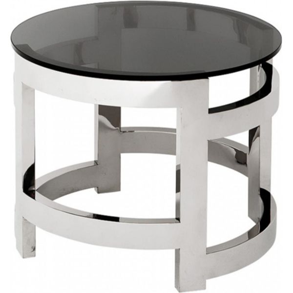 Casa Padrino Tavolino Di Design Art DéCo Con Vetro Fumé 60 X H. 50 Cm - Qualità Lusso-image