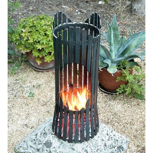 Dandibo Colonna Fuoco Giardino Albero Cesto Fuoco Ciotola Fuoco 60 Cm Metallo Colonna Fuoco Pozzo-image