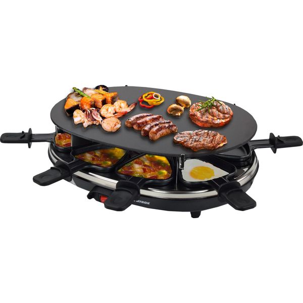 Syntrox Design Raclette Chur Con Piastra In Vetroceramica Per 8 Persone Grill-image