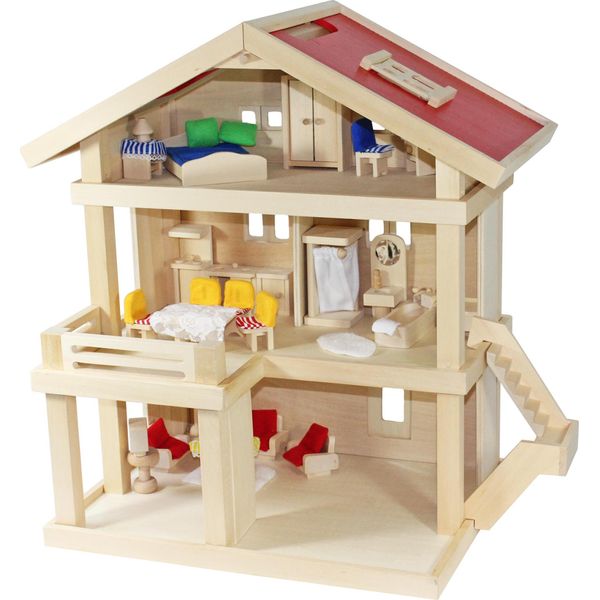 Villa Freda Casa Delle Bambole Villa Cittadina + Coperture + Mobili Casa Delle Bambole 26 Parti + Culla Per Bambini-image