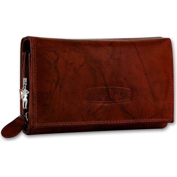 Money Maker Portafoglio Da Cameriere In Vera Pelle Marrone Con Protezione Rfid OPJ704N-image