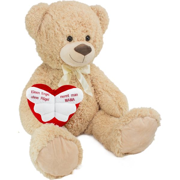 Brubaker Orsetto Xxl Alto 100 Cm Beige Con Cuore 'Un Angelo Senza Ali Si Chiama Mamma' Peluche Di Peluche-image