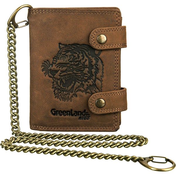 Greenland Nature Pelle Portafoglio Montenegro Rfid Wallet With Chain Tiger Marrone-image