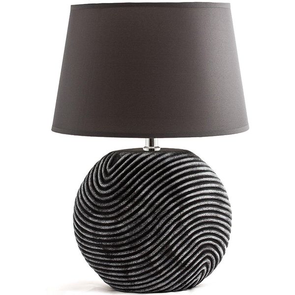 Lampada Da Tavolo Brubaker Lampada Da Comodino Grigio Antracite, Base In Ceramica Con Finitura Opaca Bicolore - Altezza 38 Cm-image