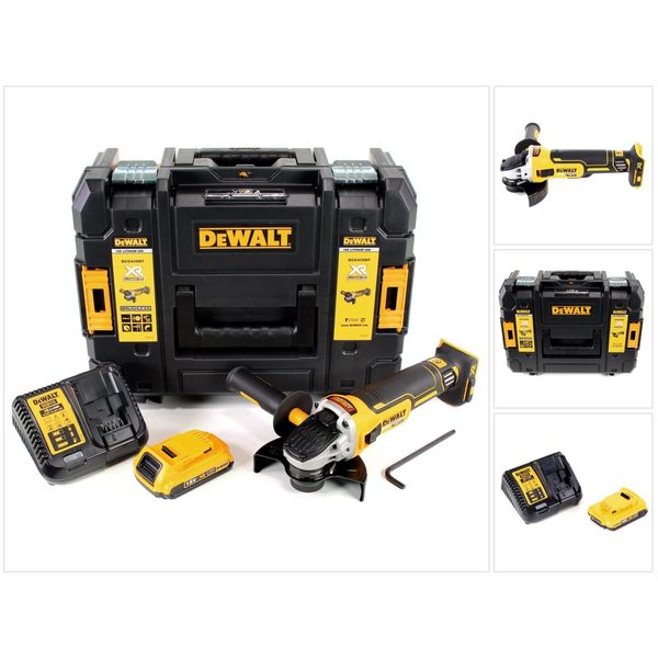 Dewalt Dcg 405 D1 18 V 125 Mm Smerigliatrice A Batteria Brushless In Valigetta Tstak + 1X Batteria 2,0 Ah + Caricatore-image