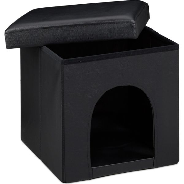 Relaxdays 10019046_46 Relaxdays Sitzhocker Mit Hundebox Schwarz 38,0 X 38,0 X 38,0 Cm-image