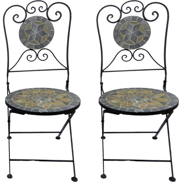 Sedia Pieghevole A Mosaico 2 Pezzi Sedia Da Bistrot Sedia Da Balcone Sedia Da Giardino Star Design-image