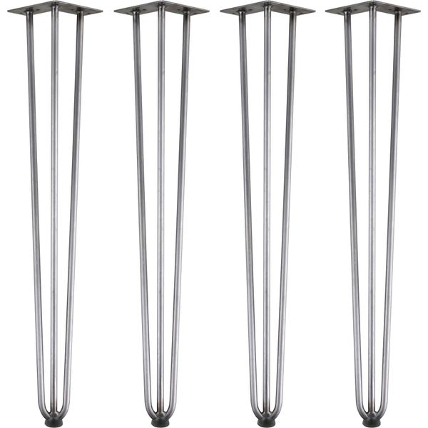 Set Di 4 Gambe Per Tavolo In Acciaio Zelsius, Acciaio Grezzo, (H) 71 Cm, 3 Montanti, Gambe A Forcina, Gambe Per Mobili-image