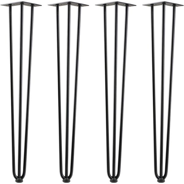 Set Di 4 Gambe Per Tavolo In Acciaio Zelsius, Nero, (H) 71 Cm, 3 Montanti, Gambe A Forcina, Gambe Per Mobili-image