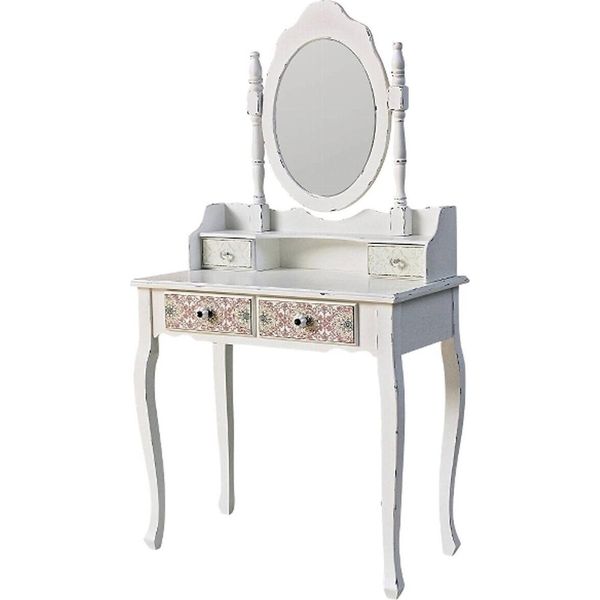 Casa Padrino - Toletta In Stile Country Bianco Antico / Multicolore 75 X 40 X H. 140 Cm - Mobili In Design Shabby Chic-image