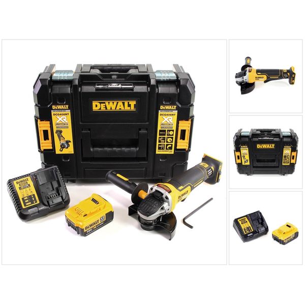 Smerigliatrice Angolare A Batteria Dewalt Dcg 406 M1 18V 125Mm Senza Spazzole + 1X Batteria 4.0Ah + Caricabatterie + Tstak-image