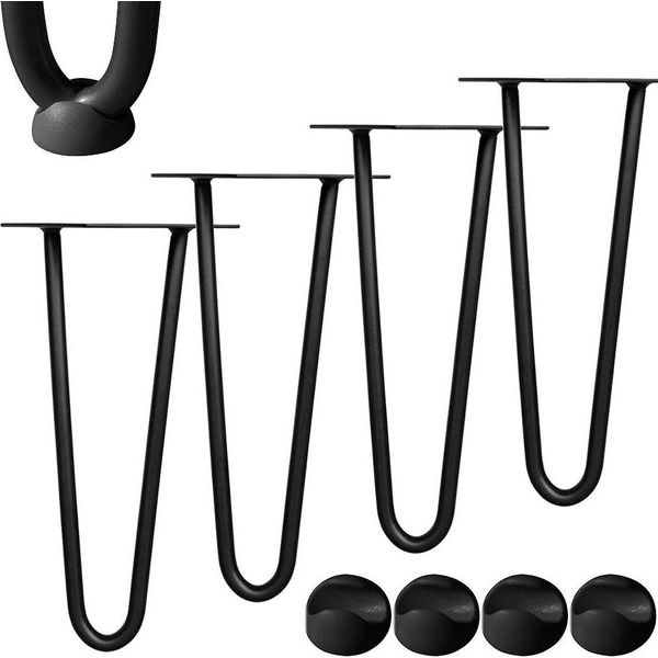 Set Di 4 Gambe A Forcina In Acciaio Nero 30CM Gambe Da Tavolo Gambe A Forcina Telaio Da Tavolo-image