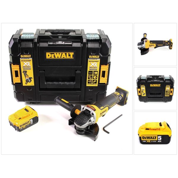 Smerigliatrice Angolare A Batteria Dewalt Dcg 406 Nt 18V 125Mm Senza Spazzole + 1X Batteria Ricaricabile 5.0Ah + Tstak - Senza Caricatore-image