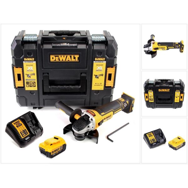 Dewalt Dcg 405 M1 18 V 125 Mm Smerigliatrice A Batteria Brushless In Valigetta Tstak + 1X Batteria 4,0 Ah + Caricatore-image
