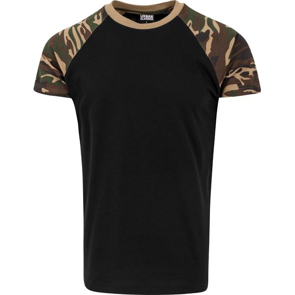 Urban Classics Maglietta Raglan A Contrasto Nero/Bosco Camouflage-L-image